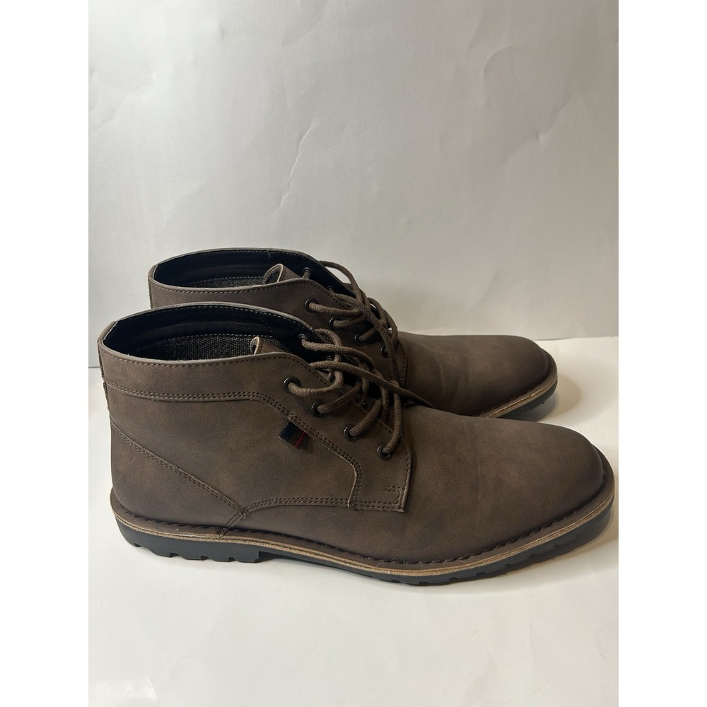Ben Sherman Chukka Boots Men's 13 Brown Faux Leather Lace Up Casual Ankle Boots